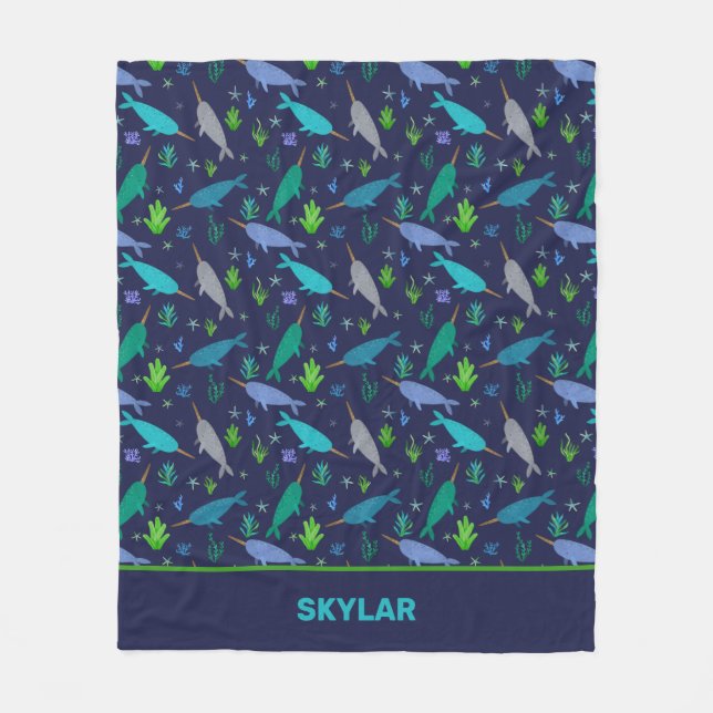 Aquarellnarkale unter dem Meer Gold Kinder Fleecedecke (Vorderseite)