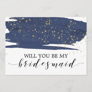 Aquarellnavy & Gold werden Sie meine Bridesmaid se Einladung