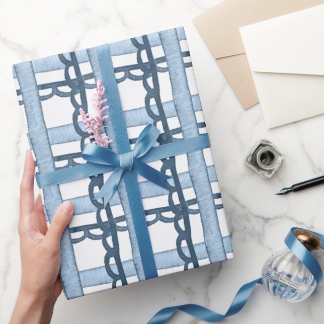 Aquarellnavy und Blue Kariert Geschenkpapier (Schenken)