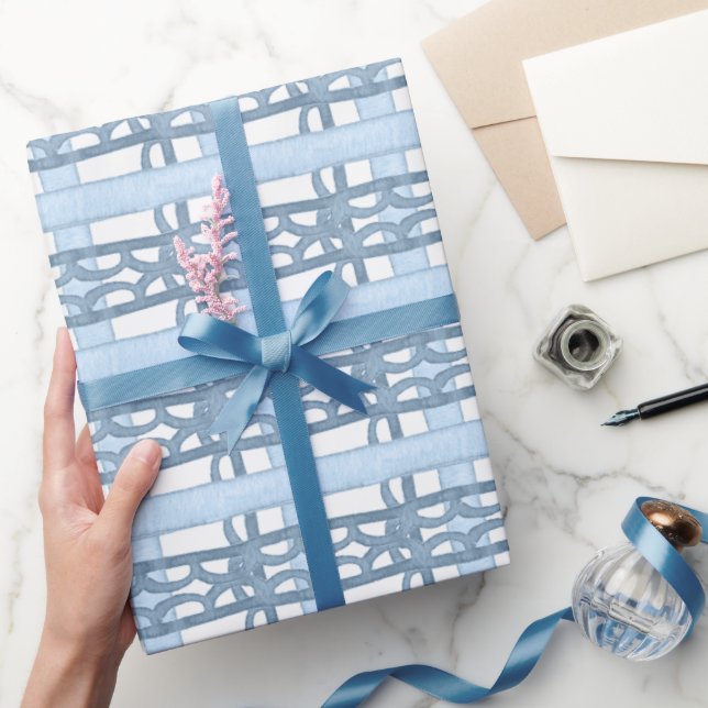 Aquarellnavy und Blue Kariert Geschenkpapier (Schenken)
