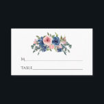 Aquarellnavy und Blush Floral Bat Mitzvah Platzkarte<br><div class="desc">Trendy blush pink und marineblau florale Fledermaus mitzvah Platzkarten angepasst an Ihre Event-Besonderheiten.</div>
