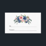 Aquarellnavy und Blush Floral Bat Mitzvah Platzkarte<br><div class="desc">Trendy blush pink und marineblau florale Fledermaus mitzvah Platzkarten angepasst an Ihre Event-Besonderheiten.</div>
