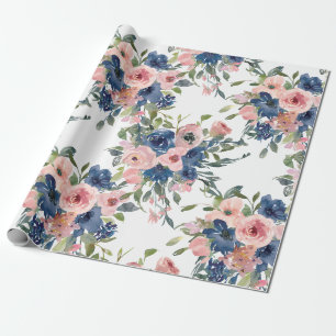 Aquarellnavy und Blush Floral Geschenkpapier