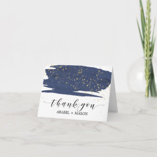 Aquarellnavy und Gold Sparkle Danke Karte