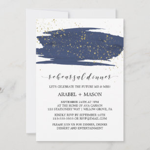 Aquarellnavy und Gold Sparkone Probe Abendessen Einladung