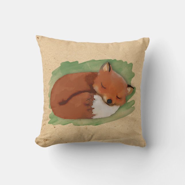 Aquarellnuss Fox Pillow Kissen (Vorderseite)