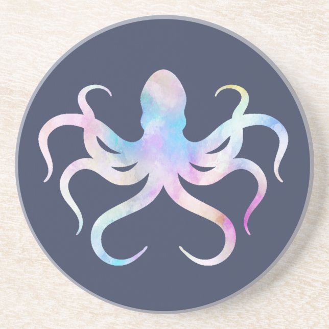Aquarelloktopus Getränkeuntersetzer (Vorne)