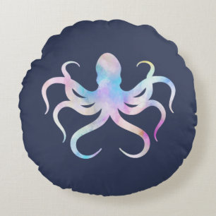 Aquarelloktopus Rundes Kissen