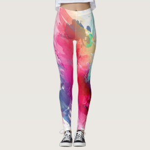 Aquarellöl Farbe Farbe Regenbogen Farbe Leinwand P Leggings