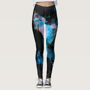 Aquarellöl Paint Deep Sea Blue Leinwand Brush Leggings