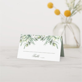 Aquarelloliven. Sommergarten Italienische Hochzeit Platzkarte