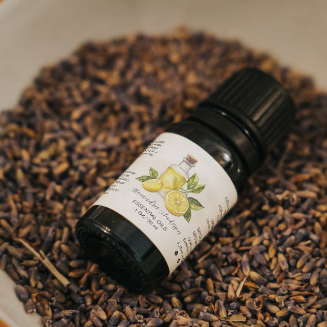 Aquarellon Zitrusfrüchte ätherische Öle Flasche Adressaufkleber (Watercolor Lemon Citrus Essential Oils Bottle Label)