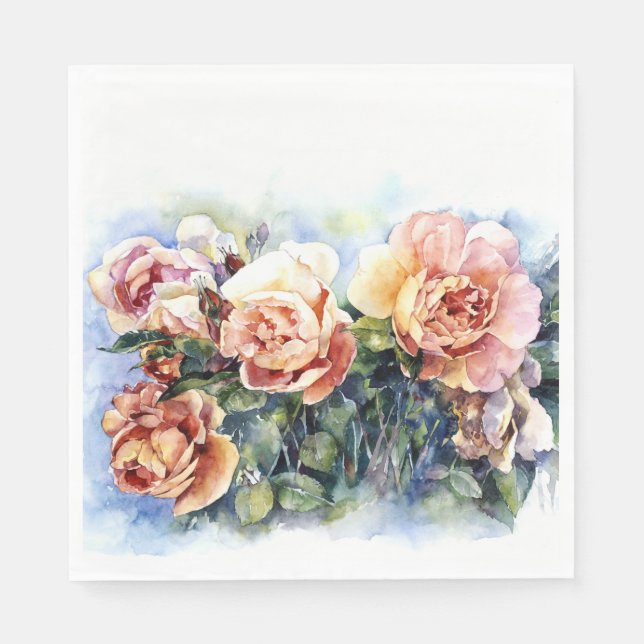 Aquarellorange-Blume Rose zur Abbildung des Durchl Serviette (Vorderseite)