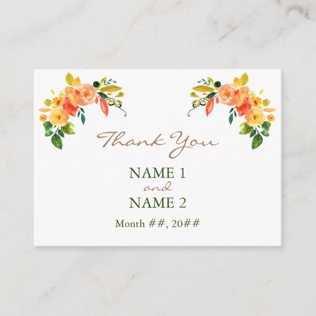 Aquarellorange Vielen Dank Einschließungskarte Begleitkarte (Vorderseite)