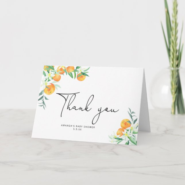 Aquarellorangen danke Karte (Vorderseite)