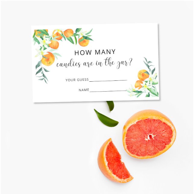 Aquarellorangen wie viele Bonbons im Glas sind Begleitkarte (Von Creator hochgeladen)