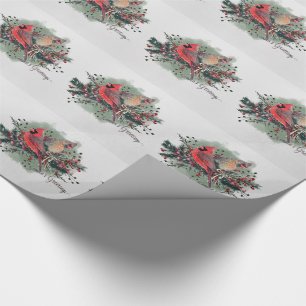 Aquarellpaare der Kardinal Weihnachtsdesign Geschenkpapier