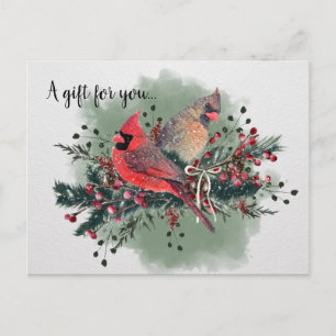 Aquarellpaare von Kardinälen Weihnachtsentwurf Postkarte