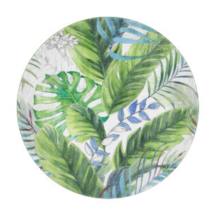 Aquarellpalme-Blätter, exotischer nahtloser Hinter Schneidebrett