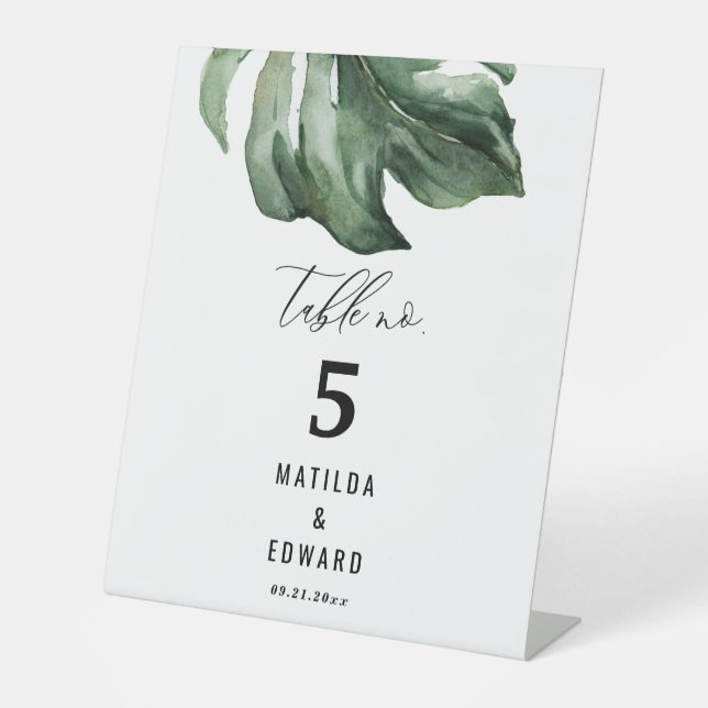 Aquarellpalme-Hochzeit Sockelschild (Vorderseite)