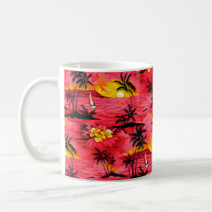 Aquarellpalme Silhouette und Strandmuster Kaffeetasse