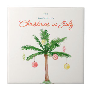 Aquarellpalme Tree Xmas im Juli GRILLEN Sommer Par Fliese