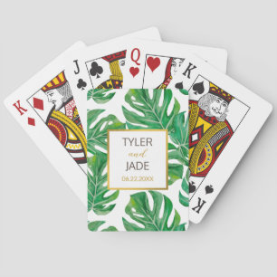 Aquarellpalme Verlasse Personalisierte Gastgeschen Spielkarten