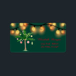 Aquarellpalme Weihnachtsbaum, String Lights Adressaufkleber<br><div class="desc">Elegante Aquarellpalme Weihnachtsbaum und Saitenleuchten auf grünem Hintergrund. Ein elegantes und raffiniertes Design. Passen Sie Ihre Namen und Adressdaten an.</div>