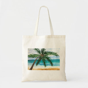 Aquarellpalmen Strand Meer hawaii Küste Tragetasche