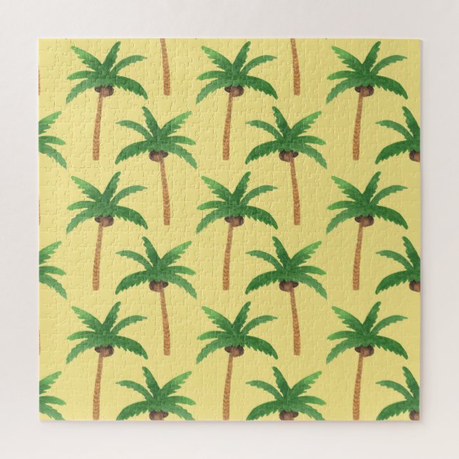 Aquarellpalmen, tropischer Hintergrund. Puzzle (Vertikal)