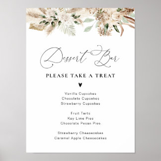 Aquarellpampas Blumendessert Bar Poster