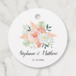 Aquarellpampas Gras Rose Foliage Hochzeit Geschenkanhänger
