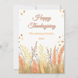 Aquarellpampas Grass & Rustic Boho Erntedank Feiertagskarte