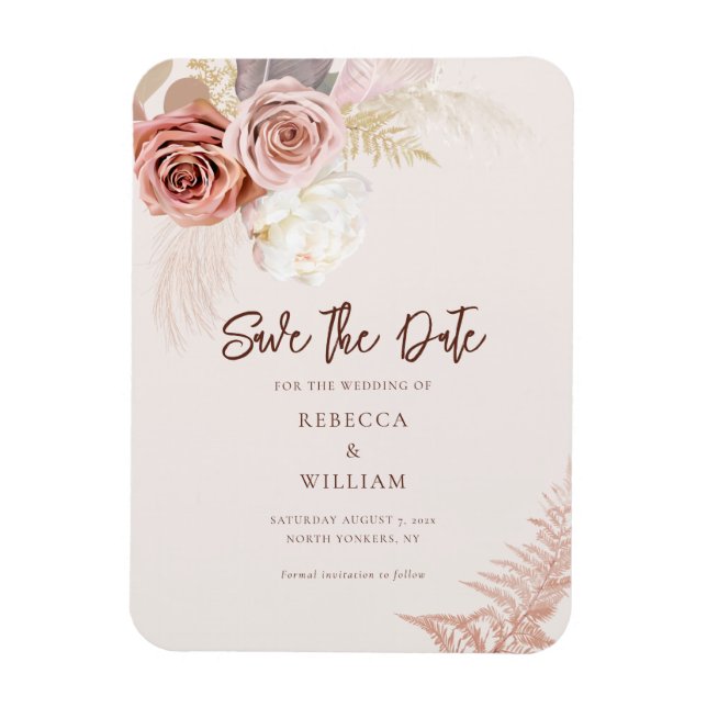 Aquarellpampas Grass Script Save the Date Magnet (Vertikal)