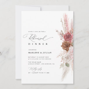 Aquarellpampas Hochzeit staubiger Rose Einladung