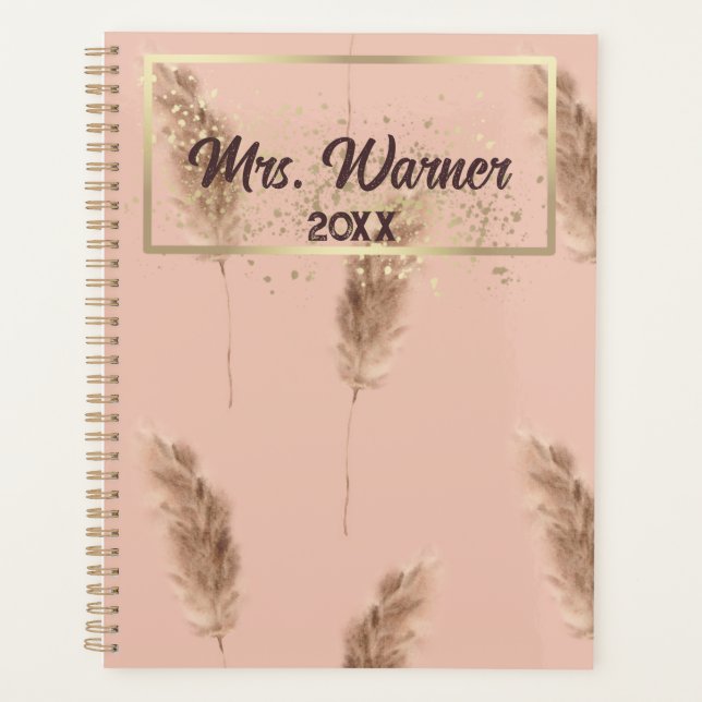 Aquarellpampas Personalisiert Teacher-Geschenk Planer (Vorderseite)
