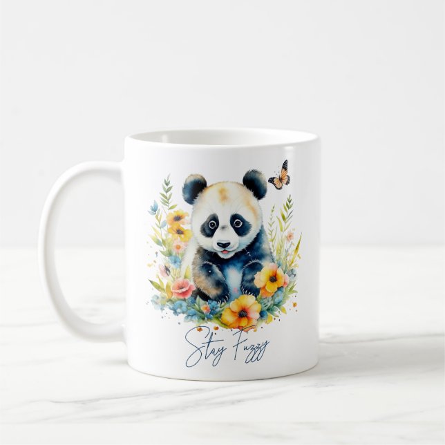 Aquarellpanda, bleibe verschwommen kaffeetasse (Links)