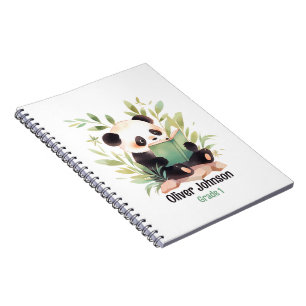 Aquarellpanda mit einem Buchnamen Notizblock