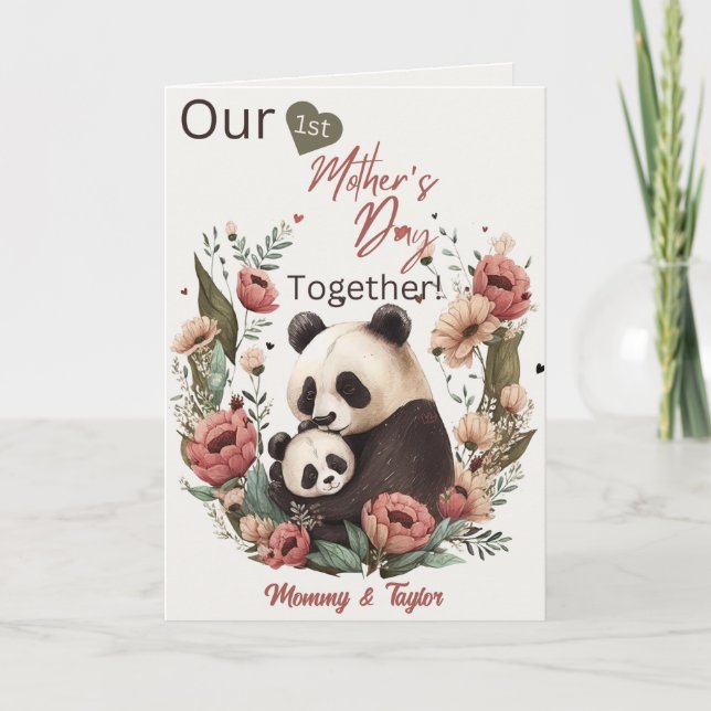 Aquarellpanda und Kub, Erster Muttertag Karte (Vorderseite)