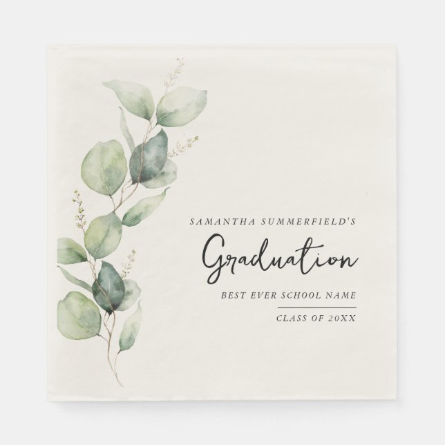 Aquarellpapier 2025 Eukalyptus Abschluss Serviette (Vorderseite)