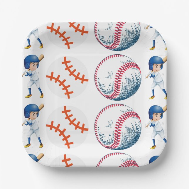 Aquarellpapier für Baseball-Player-Teller Pappteller (Vorderseite)