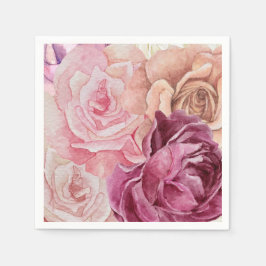 "Aquarellpapier Napkins - Elegante Rose de Floral Serviette