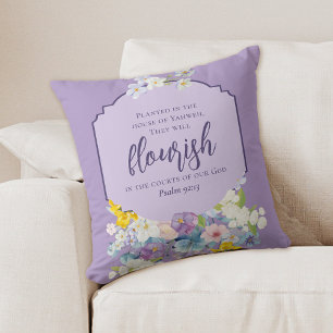 Aquarellpastel Floral Bouquet Lilac Scripting Kissen