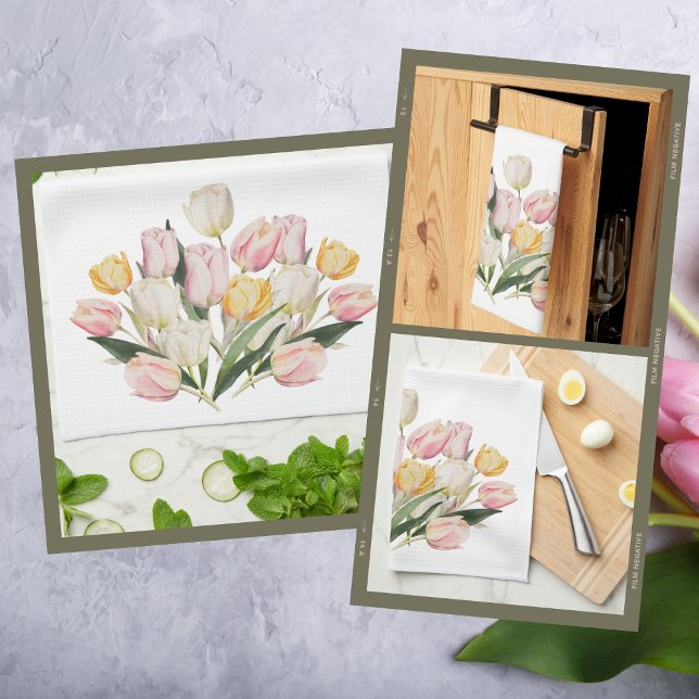 Aquarellpastel Tulip Bouquet Geschirrtuch (Von Creator hochgeladen)