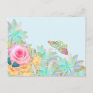 Aquarellpastellblume, Sukkulturen und Rose Postkarte