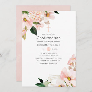 Aquarellpastellfarben Blush Pink Floral Bestätigun Einladung