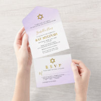 Aquarellpastellfarben Lila Gold Bat Mitzvah
