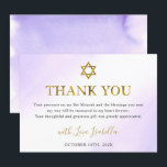 Aquarellpastellfarben Lila Gold Bat Mitzvah Dankeskarte<br><div class="desc">Aquarellpastellfarben Lila Gold Bat Mitzvah Danke Karte</div>