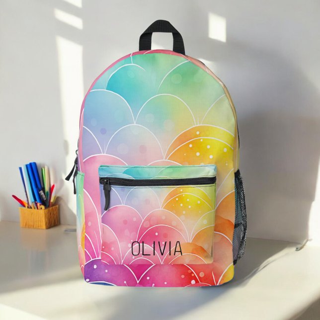 Aquarellpastellfarben Niedliches Monogramm Bedruckter Rucksack (Von Creator hochgeladen)