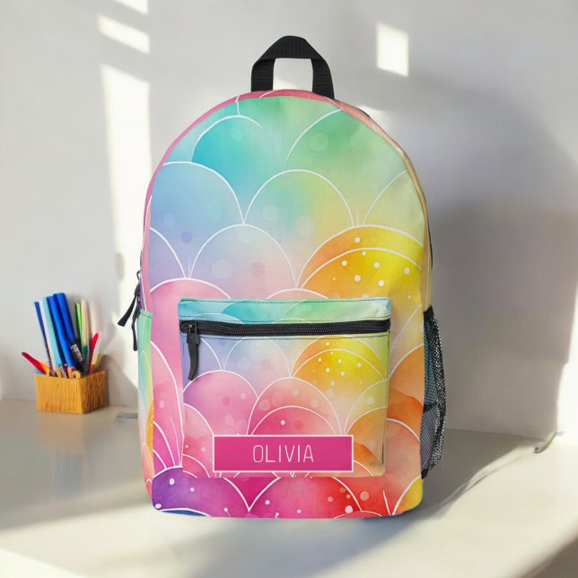 Aquarellpastellfarben Niedliches Monogramm Bedruckter Rucksack (Von Creator hochgeladen)